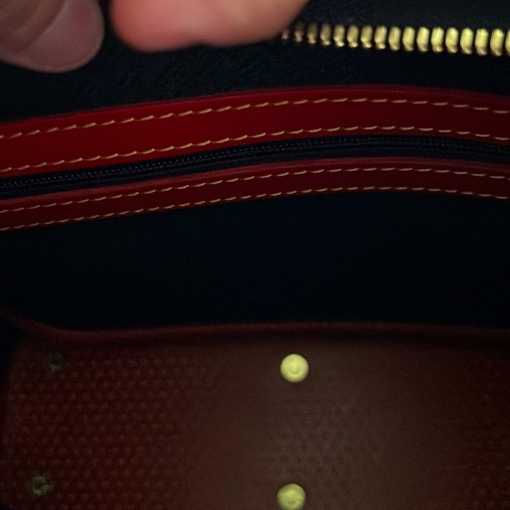 Dooney & Bourke Red and Yellow Perforated Leather Hobo Vintage - Picture 10 of 11